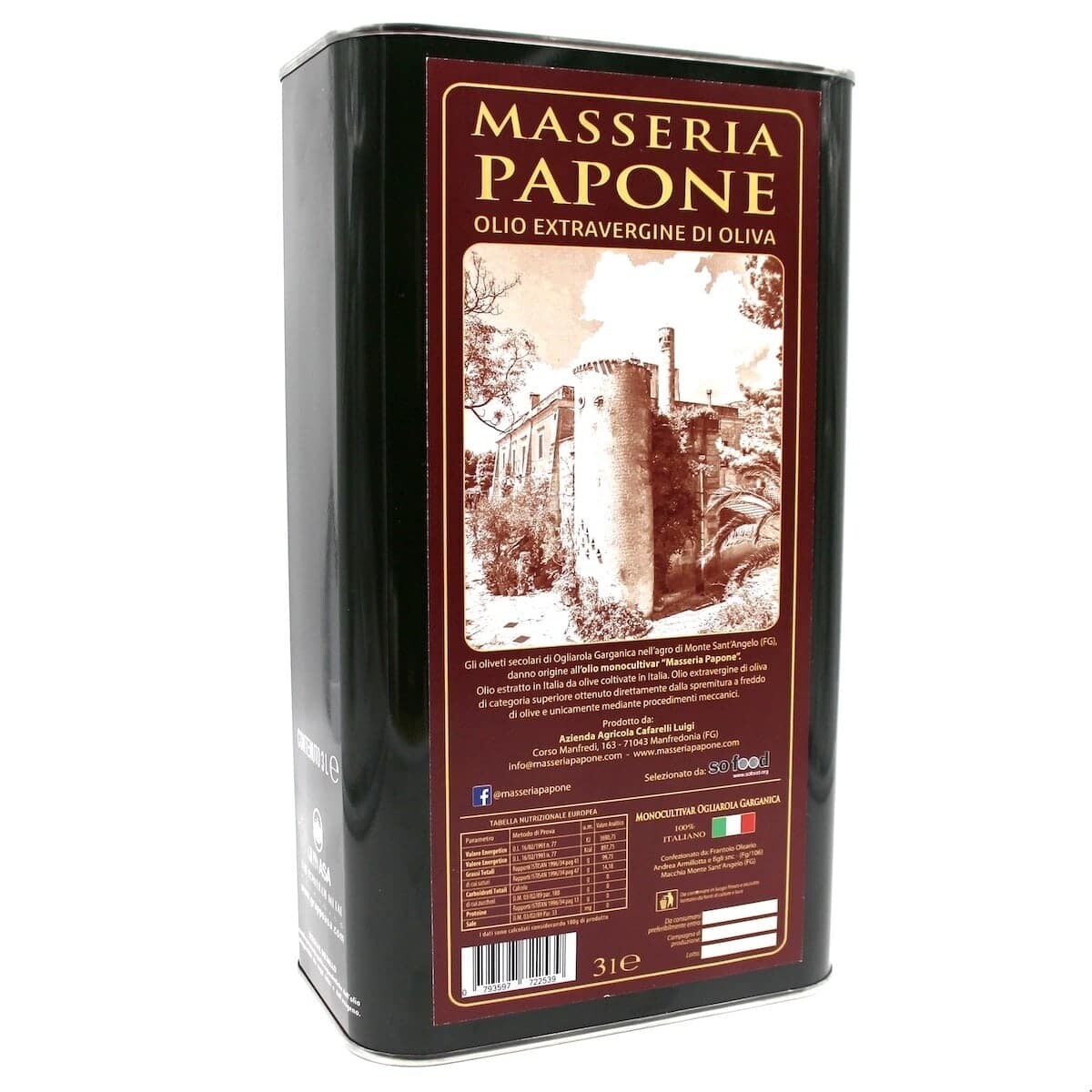 Lattina da 3 litri Olio Extravergine di oliva 2 Lattina da 3 litri olio evo del gargano Masseria Papone