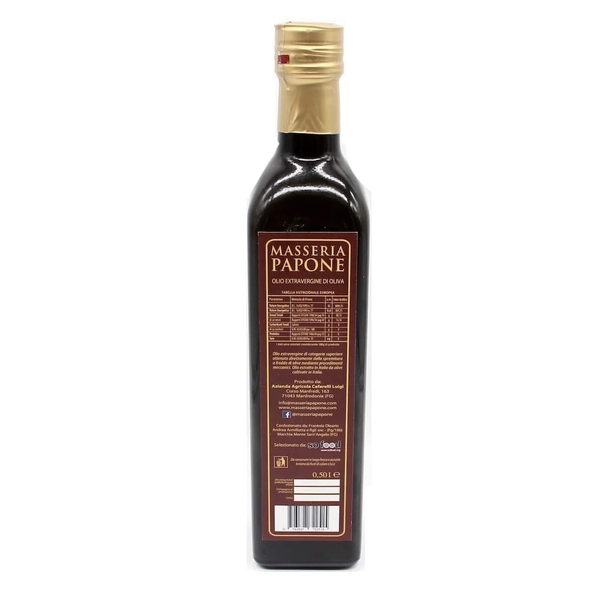 Bottiglia Olio Extravergine di oliva da 0,50 Litri 3 retro bottiglia olio da 0,50 litri