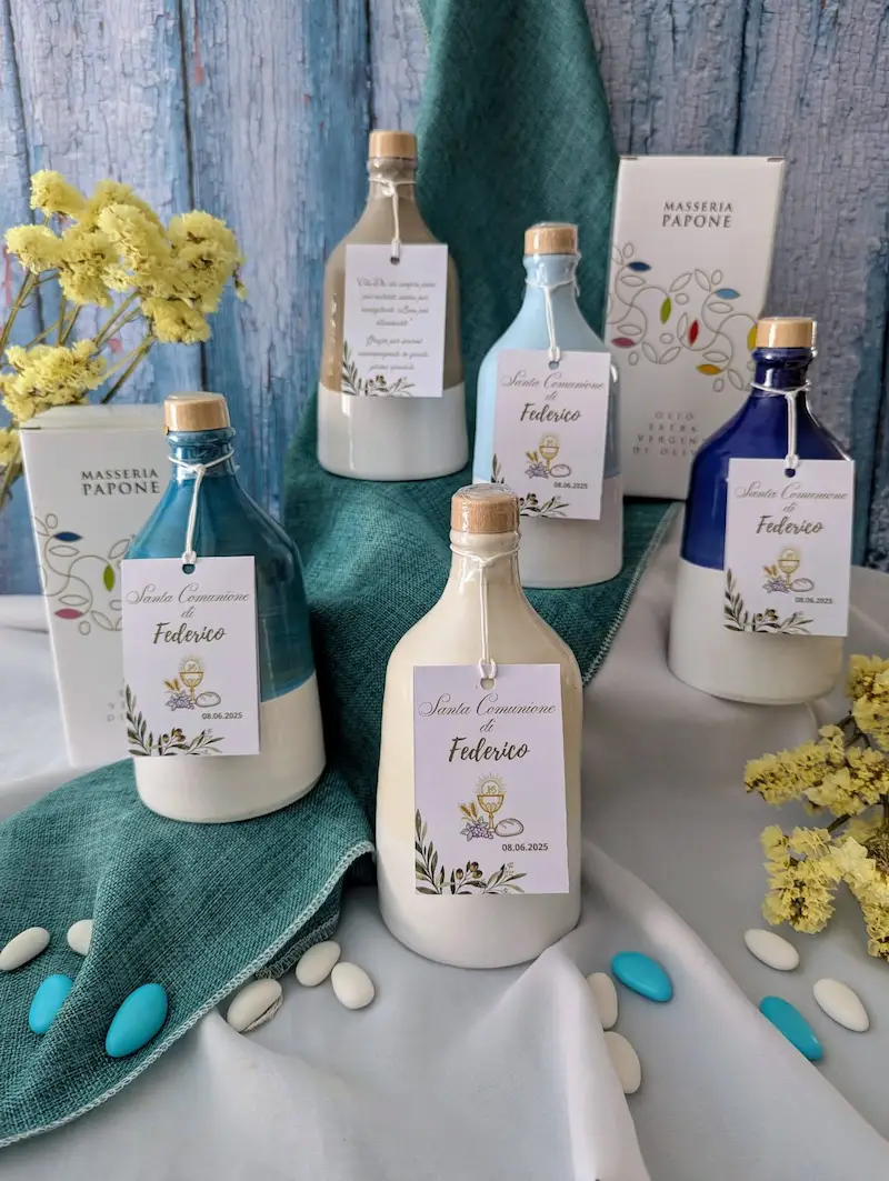 Bomboniera olio extravergine pugliese per prima comunione – Masseria Papone